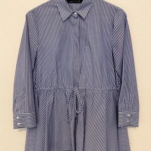 ZARA Blue and White Striped Button-Up Shirt